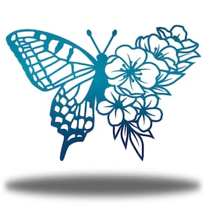 Riverside Designs Floral Butterfly Metal Wall Art Steel Decor