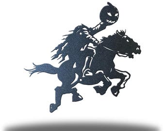 Headless Horseman Metal Wall Art, Halloween Wall Decor, Spooky Outdoor Wall Hanging, Haunted House Sign