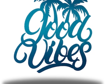 Good Vibes Coastal Beach Metal Wall Art Steel Decor