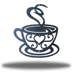 Swirl Coffee Cup Metal Wall Art