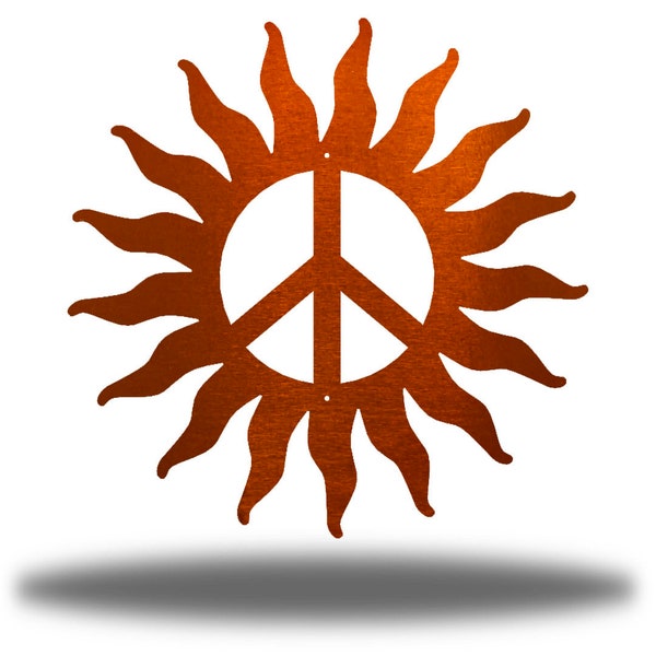 Peace Sign Sun | Unique Hippie Metal Wall Art Stylish Steel Outdoor Decor