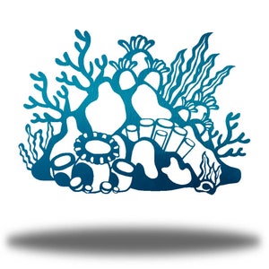 Coral Reef Metal Art | Whimsical Sea Life Steel Decor