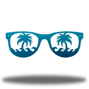 Palm Tree Sunglasses Coastal Beach Metal Wall Home Decor