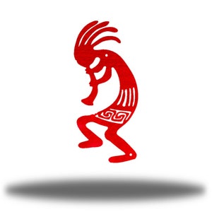 Kokopelli Figure Southwest Native American Outdoor Metal Wall Art Red