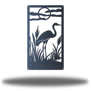 Heron Rectangle Metal Wall Art