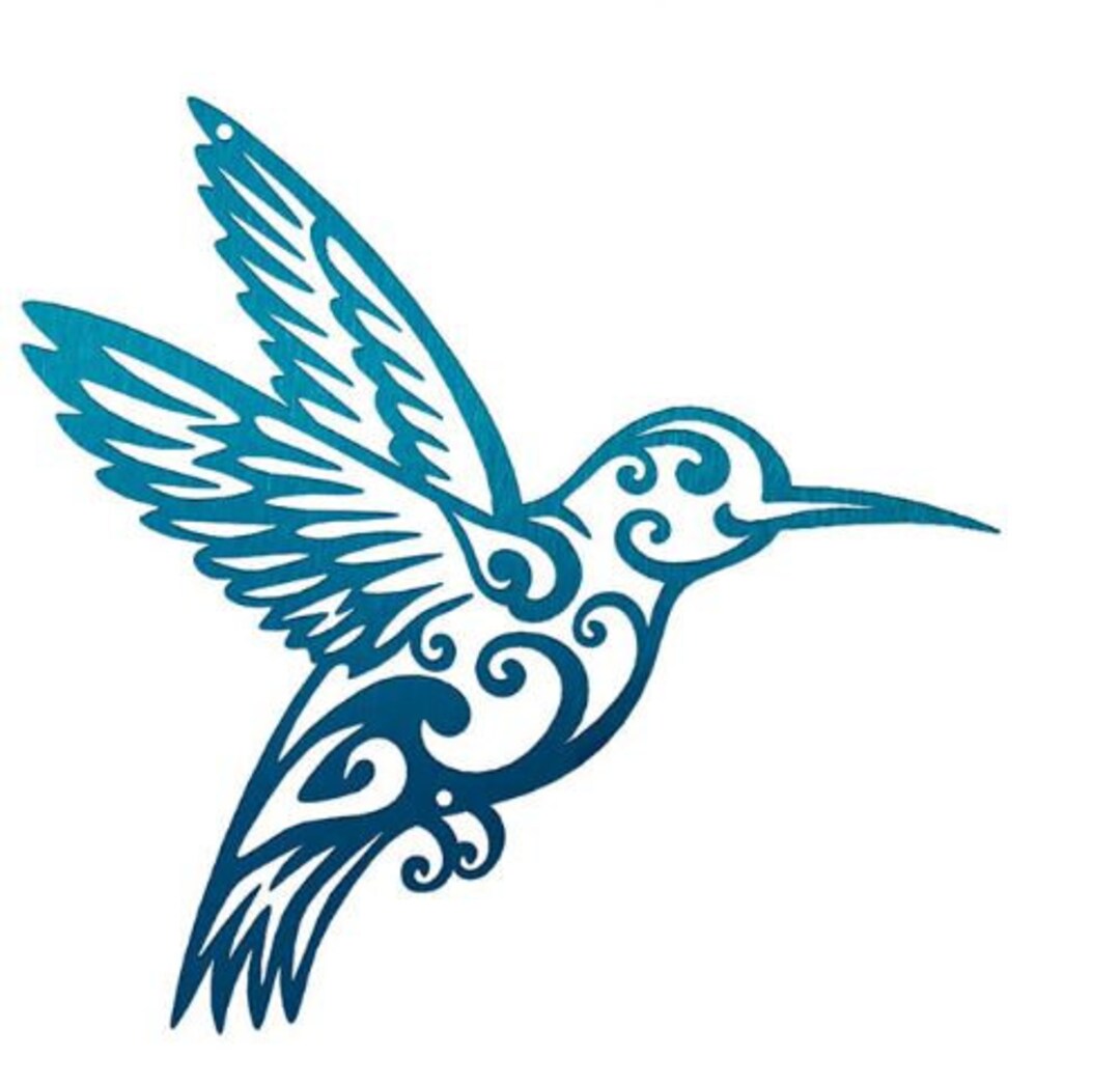 Colibri Métallique Déco Murale BURKFEEG - 31x32cm Bleu/Jaune Pour Jardin, Salon Et Chambre