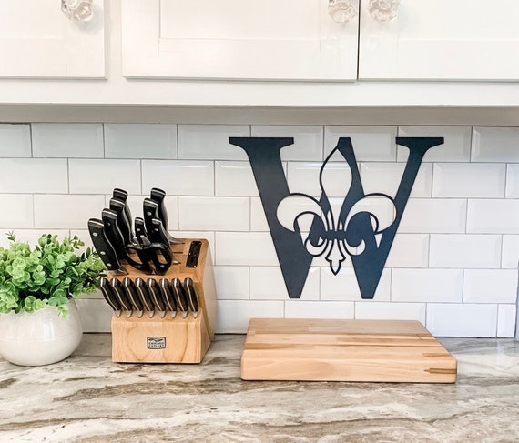 Monogram letter With Fleur-de-lis Metal Wall Art Decor