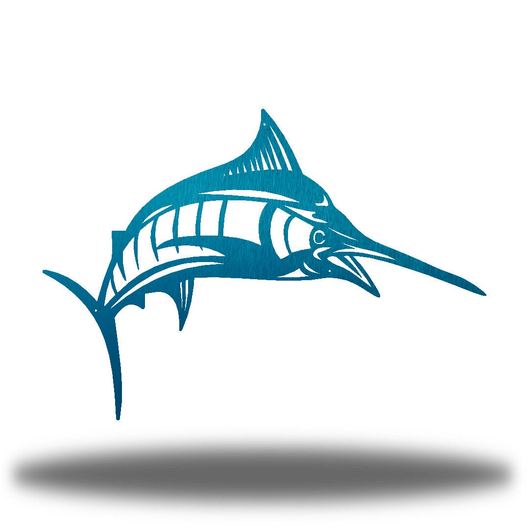 The Blue Marlin Metal Hanging Wall Art Steel Home Decor Etsy