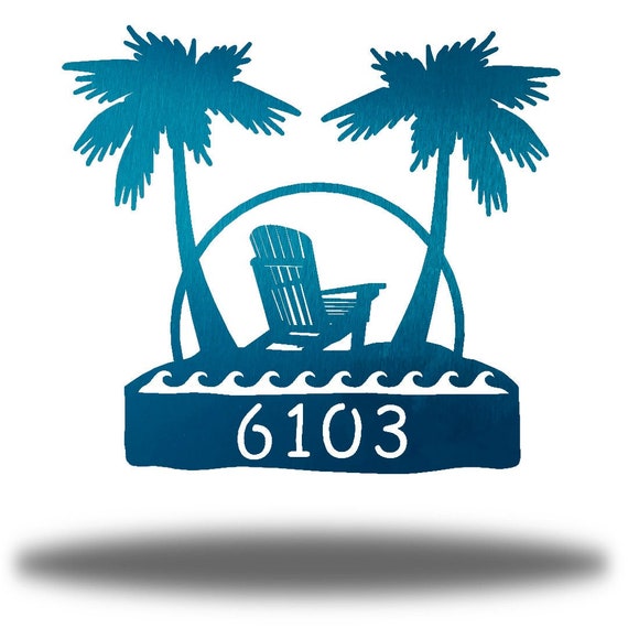 Beach Address Sign Metal Art Wall Decor Etsy
