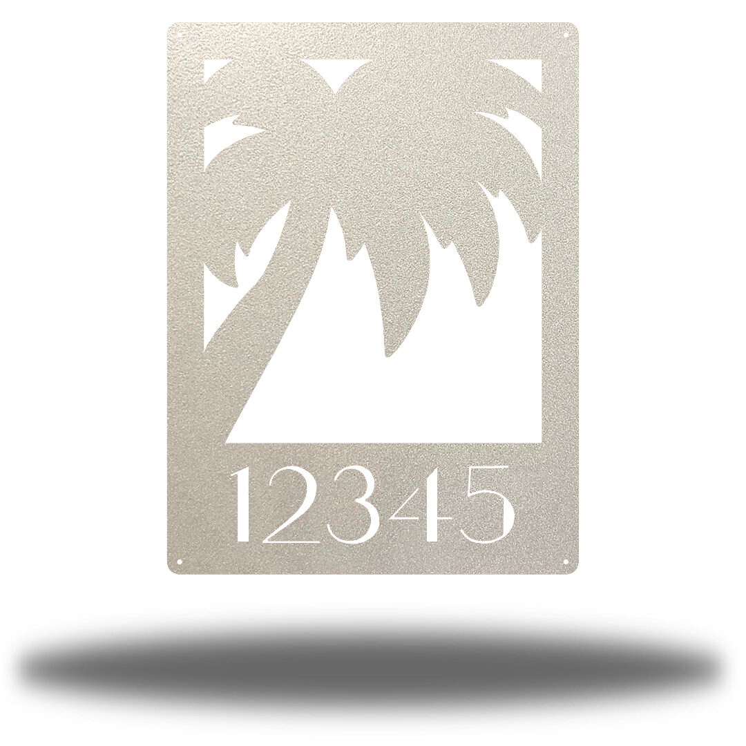 Palm Tree Address Sign Coastal Metal Wall Art Steel Decor Etsy