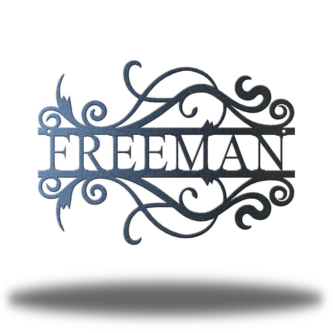 Elegant Split Monogram Metal Wall Art, Personalized Family Name Sign ...