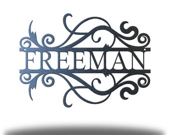 Elegant Split Monogram Metal Wall Art, Personalized Family Name Sign, Custom Wedding Gift Decor