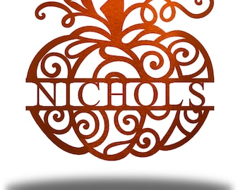 Swirl Pumpkin Monogram Customizable Steel Wall Art