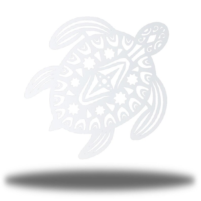 Sea Turtle Metal Wall Art Beach Decor White