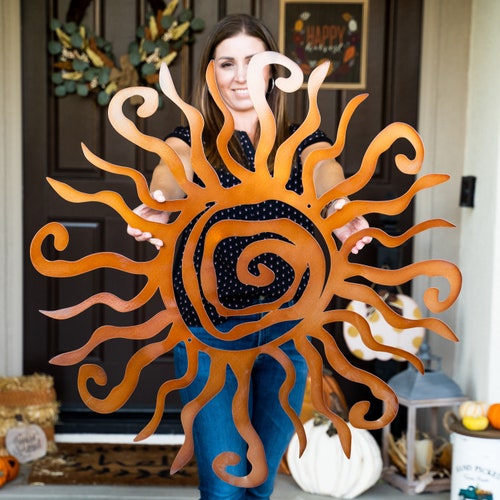 BOGO Wacky Sun Metal Wall Art Steel Outdoor Decor Copper/black - Etsy
