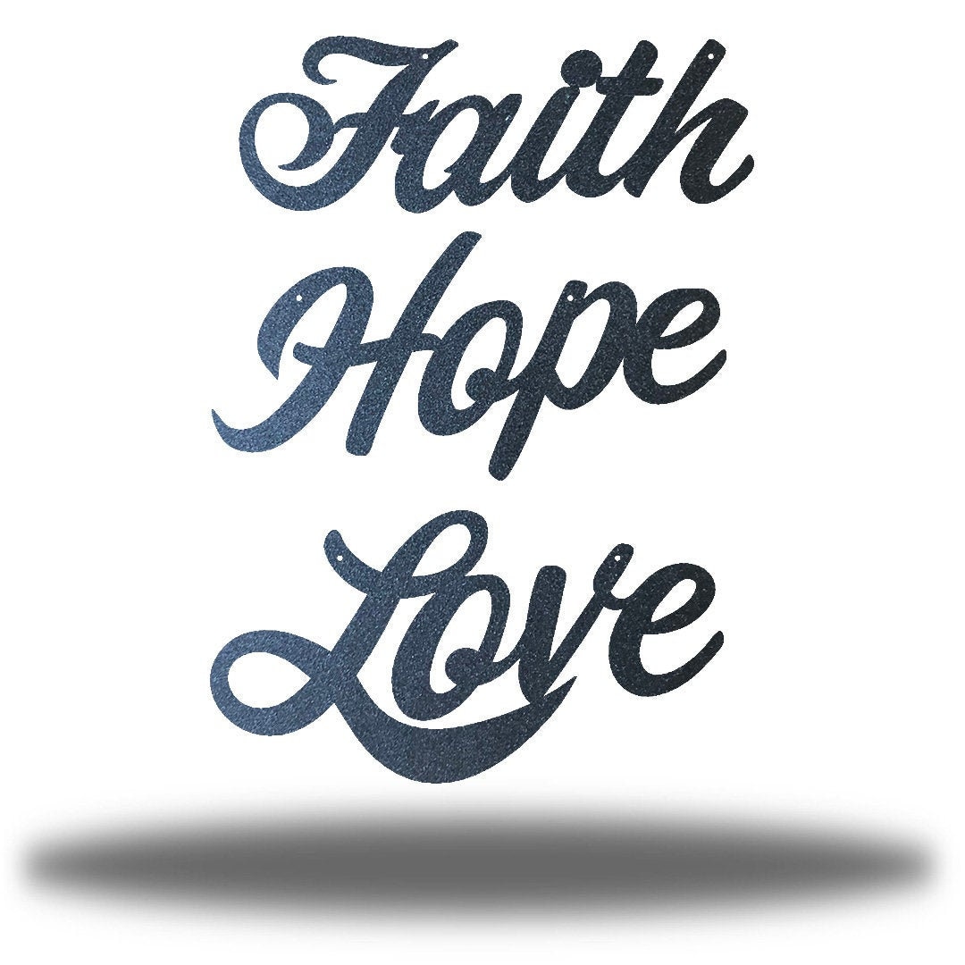 Cursive Faith Hope and Love Metal Wall Art Bundle | Inspirational Steel ...