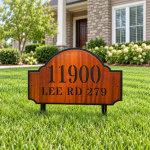 Personalized Single-Sided Metal Address Sign with Yard Stakes, Double Layer