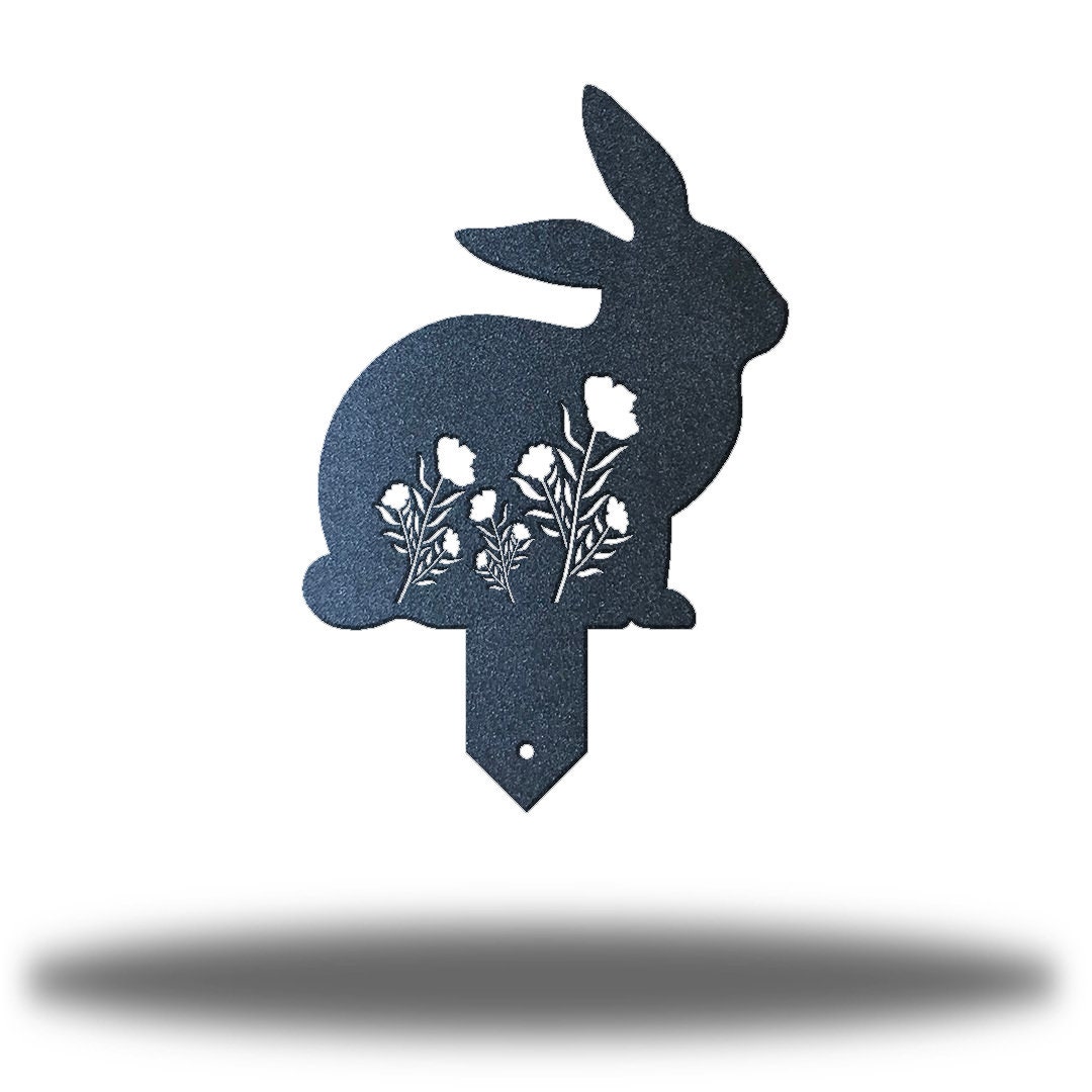 RABBIT GARDEN STAKE 3 | Steel Floral Garden Art - Etsy