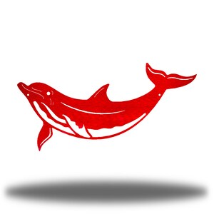 Dolphin Metal Wall Art | Sea Life Beach Decor Wall Decor Red
