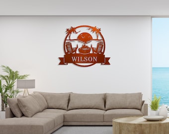 Coastal Beach Scene Custom Family Art Outdoor Wall Decor
