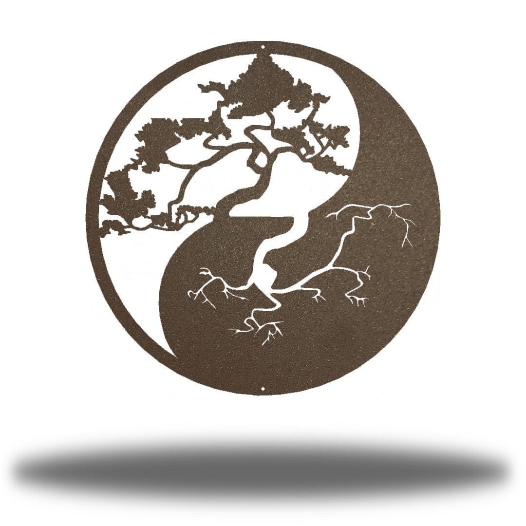 Yin Yang Tree Outdoor Garden Metal Wall Art Etsy