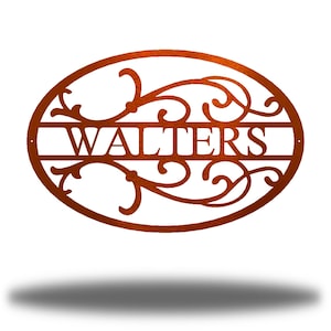 Oval Scroll Custom Personalized Monogram Metal Art Rust Resistant Wall Decor