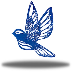 Floral Bird Outdoor Metal Wall Art | Steel Bird Yard Decor