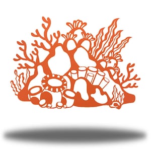 Coral Reef Metal Art | Whimsical Sea Life Steel Decor