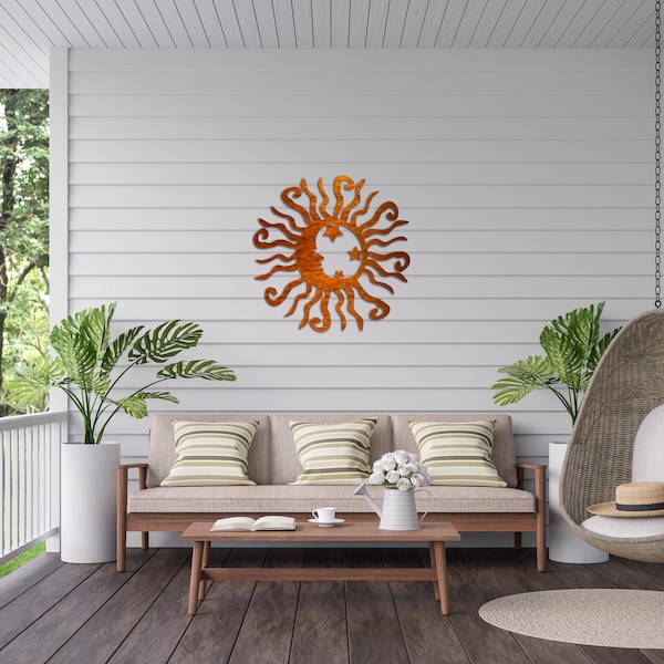 Wacky Solar Moon Metal Wall Art Steel Outdoor Decor