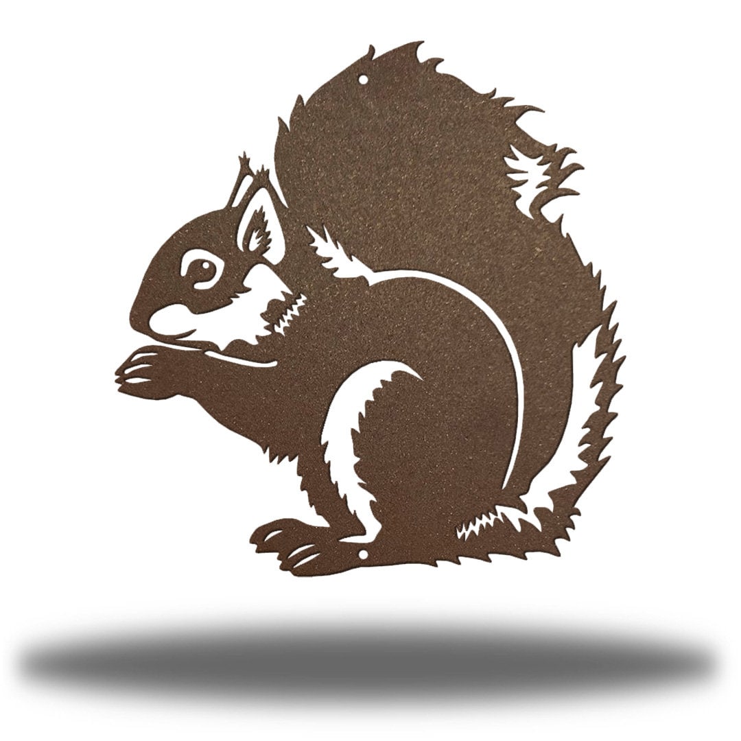Squirrel Metal Wall Art | Outdoor Squirrel Sign