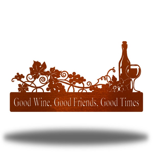 Good Wine Patio Outdoor Metal Wall Art