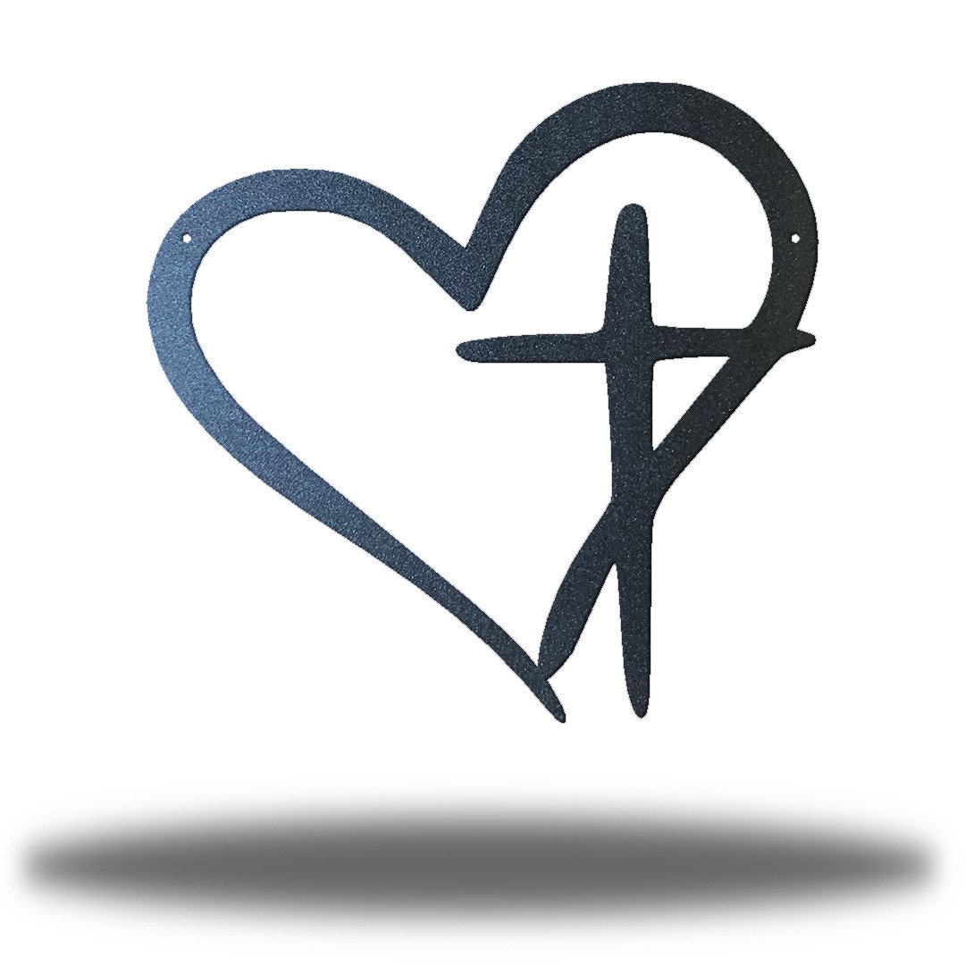 Heart Cross Metal Wall Art | Steel Faith Decor - Etsy