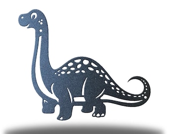 Brontosaurus Dinosaur Metal Wall Art, Nursery Dino Wall Decor, Prehistoric Kids Room Wall Hanging