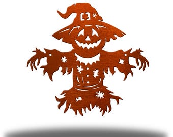 Harvest Scarecrow Metal Wall Art, Fall Porch Decor, Rustic Autumn Wall Hanging, Indoor Outdoor Scarecrow Sign