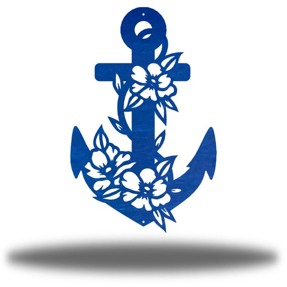 Society6 ケース Vintage Floral Nautical Anchor Green Beach W Anchor String Art Sign, Nautical Boat Home Decor, Ocean Wall