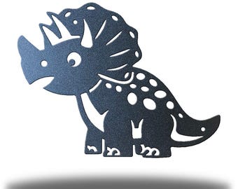 Triceratops Metal Wall Art, Dinosaur Nursery Decor, Dino Silhouette Kids Room Wall Hanging