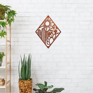 Cactus Scene Metal Wall Art Steel Outdoor Decor