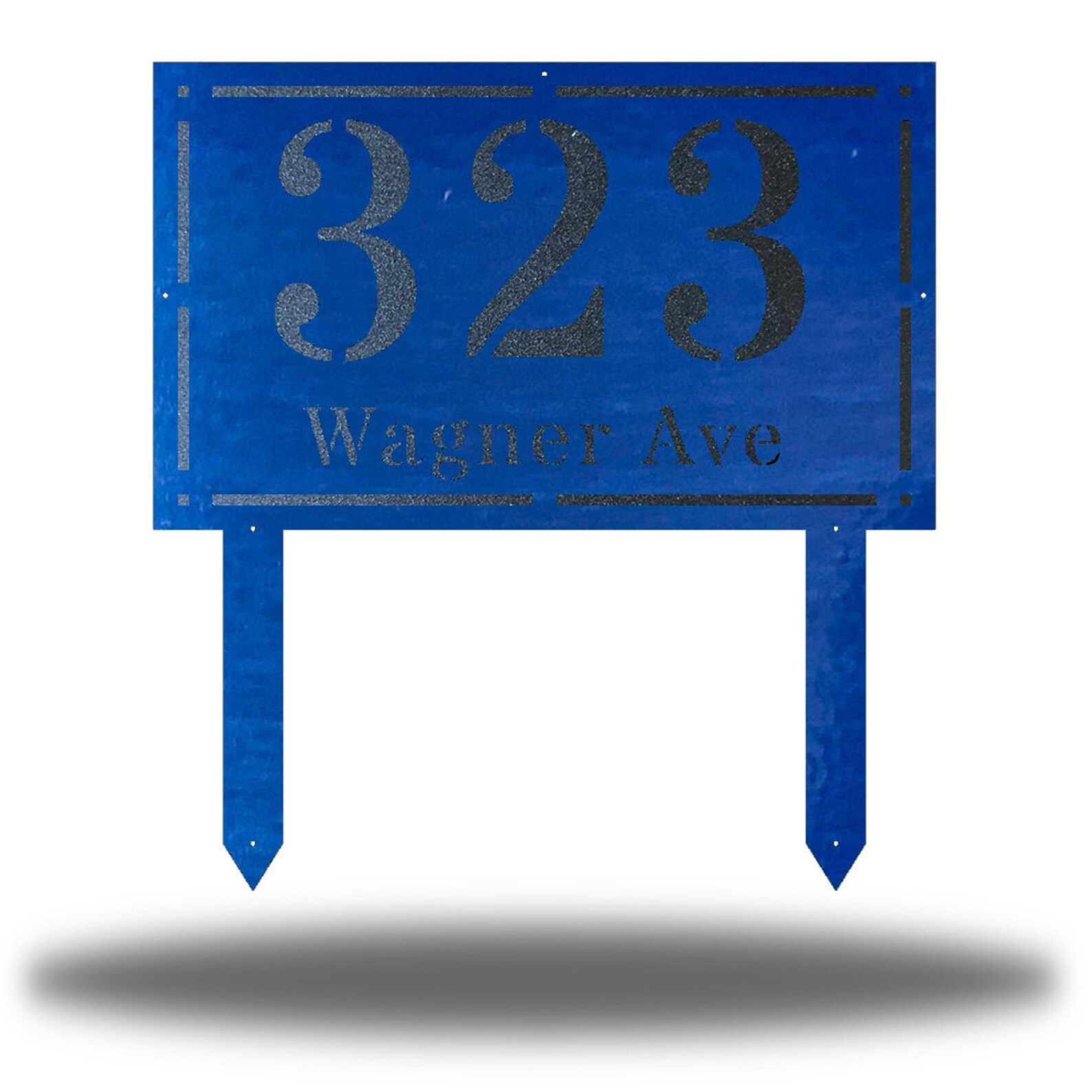 Triple Address Sign Double Sided Metal Yard Stake House Business Triple Layer Rectangle ...