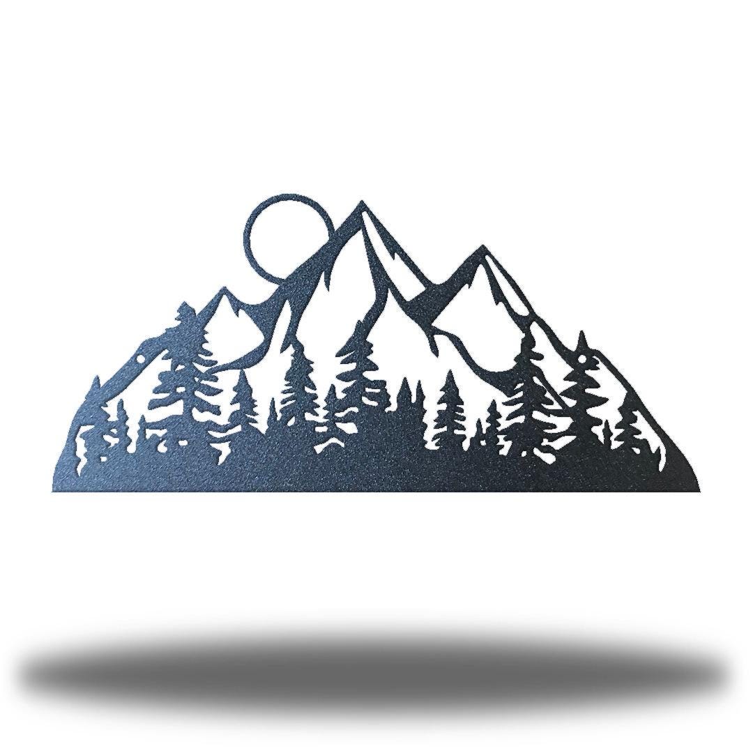 Mountain Scene Metal Wall Art, Rustic Mountain Wall Decor, Cabin Lodge ...