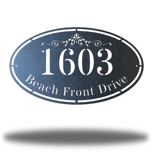 Oval Address Sign Personalized Metal Wall Art Outdoor Steel Decor