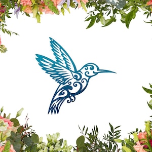 Swirl Hummingbird Metal Bird Wall Art | Riverside Designs Steel Outdoor Decor