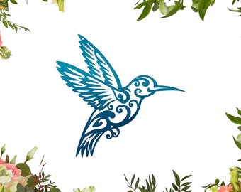 Swirl Hummingbird Metal Bird Wall Art | Riverside Designs Steel Outdoor Decor