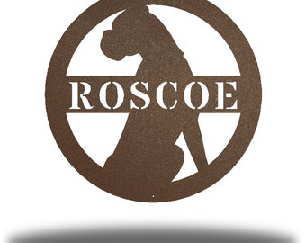 Boxer Custom Name Monogram Metal Wall Sign | Personalized Steel Decor