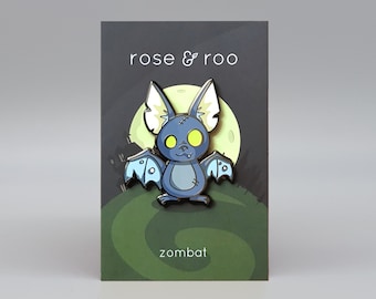 Zombat zombie bat glow-in-the-dark enamel pin
