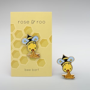 bee enamel pin - bee barf vomit honey- glitter pin