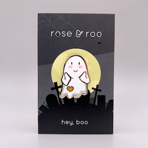 hey, boo! ghost enamel pin