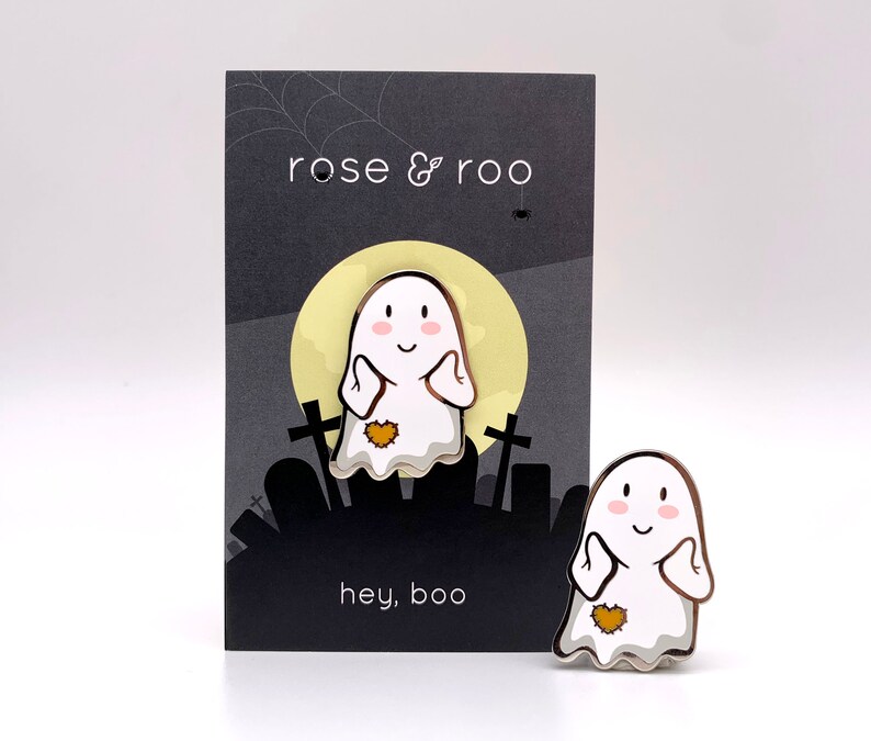 boo ghost enamel pin hey
