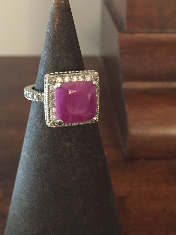 Ruby slice Gemstone Sterling Silver Ring