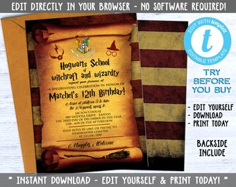 Harry Potter Invitation Etsy
