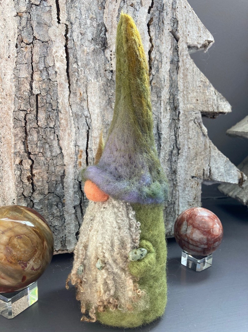 Crystal Gnome Woodland Gnome Needle felted Gnome Ash